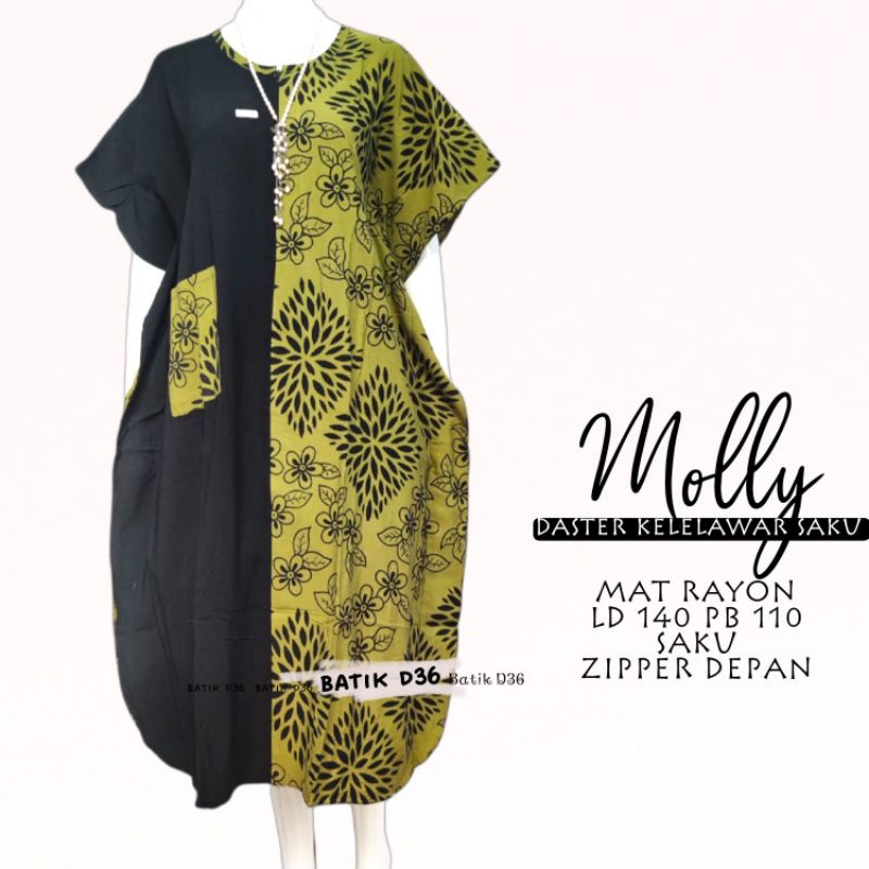 Homedress Molly Busui Friendly Homey dress Casual Rayon Premium Kelelawar Lowo Kalong Saku Depan Kantong