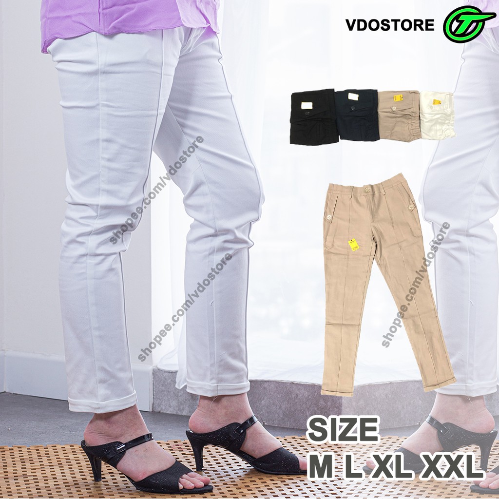 BAGGY PANTS WANITA STRETCH KATUN TWILL PREMIUM CELANA MODEL CHINO STIK BAGY CHINOS BEGI CEWEK POLOS