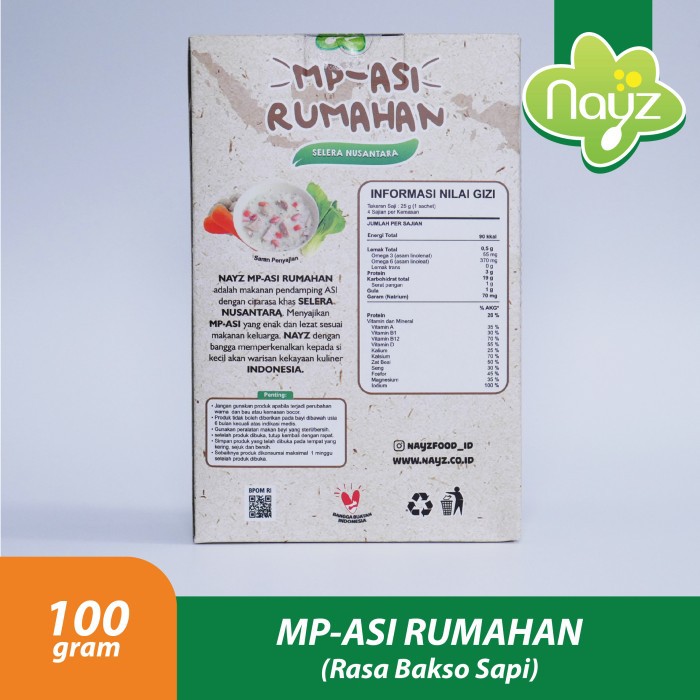 NAYZ MPASI RUMAHAN RASA BAKSO SAPI / 100 G