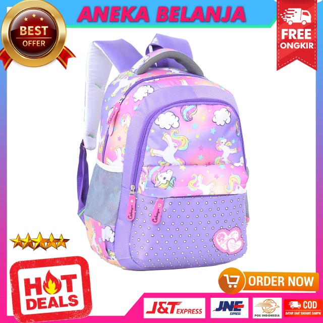 Tas Anak Sekolah Unicorn Ungu Import Bonus Raincover Ransel Anak Perempuan Motif Kuda Poni Pink Stylish Bahan Kuat Tebal Terlaris Tas Gendong Anak Cewek TK SD SMP Awet Murah Kekinian Backpack Anak Lucu Ngaji LES Terbaru Trendy Premium Berkualitas
