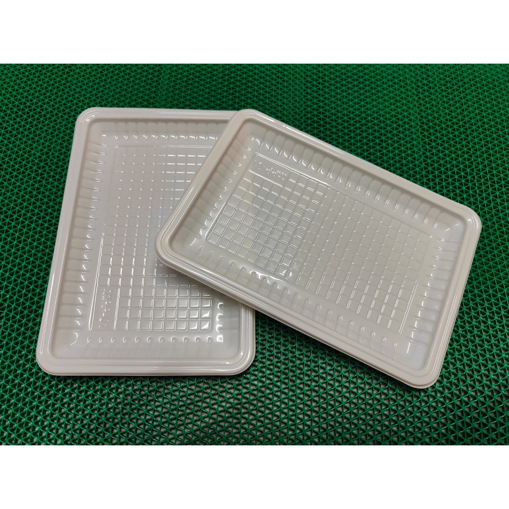 Mika Plastik Tray Buah dan Sayur (isi 50pcs)/ TR 01 / MPP 01 Warna Putih / Ukuran Besar / Tray Dagin