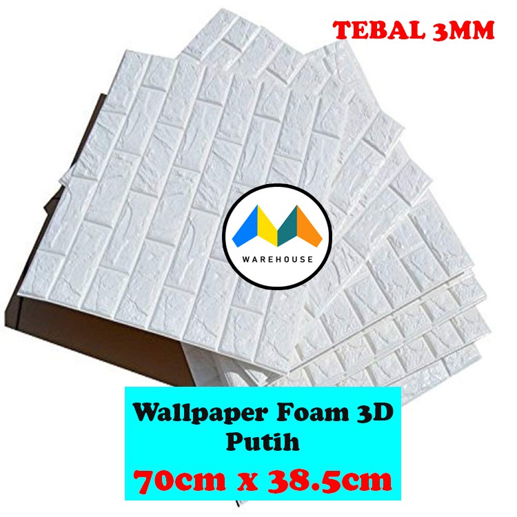MW Wallpaper Foam Hitam Bata 3D Bata Warna Hitam Premium Wall Paper Sticker Tebal 3MM-6