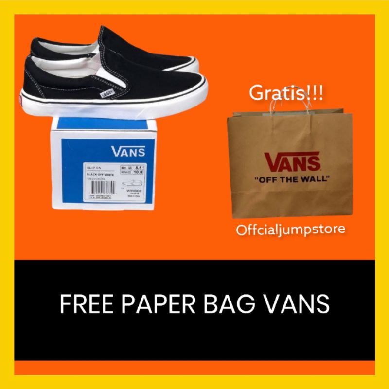 [BISA COD] VANS SLIP ON CLASSIC BLACK WHITE PREMIUM