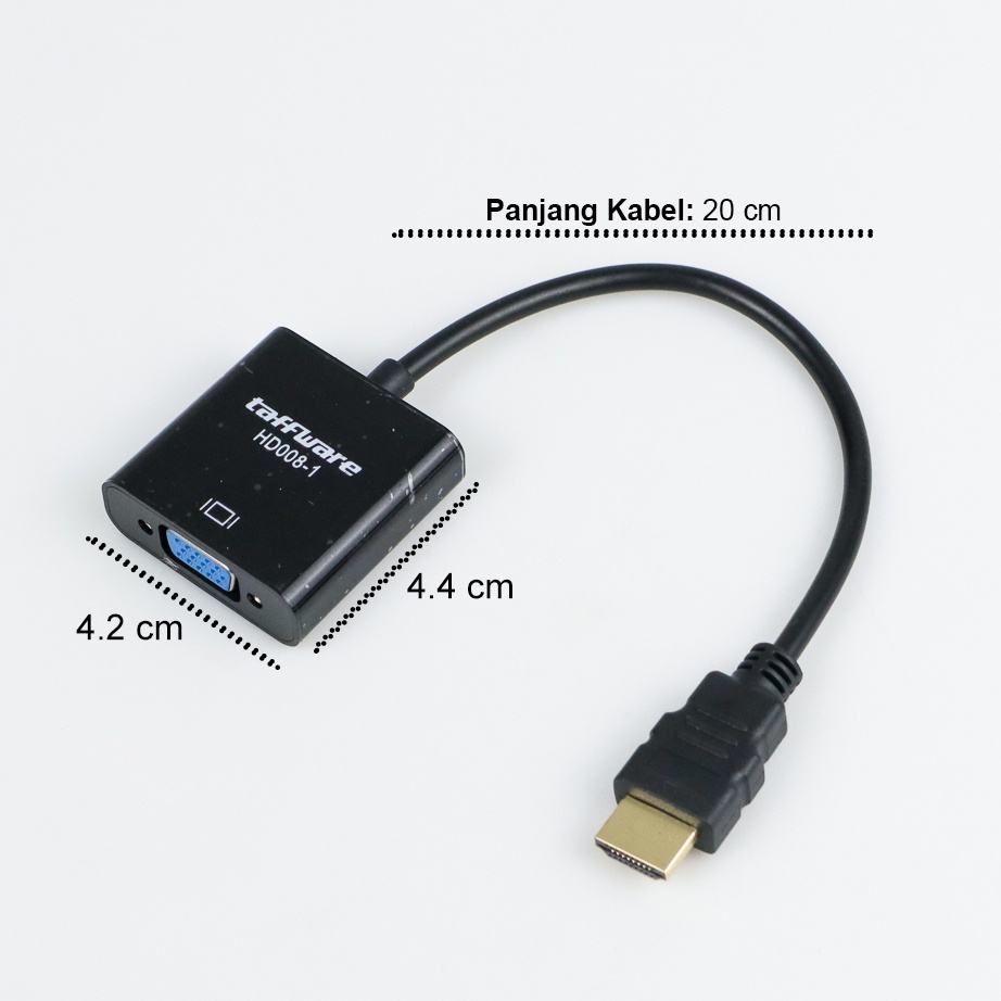 Taffware Adapter HDMI ke VGA Female dengan Audio - HD008-1 - Black