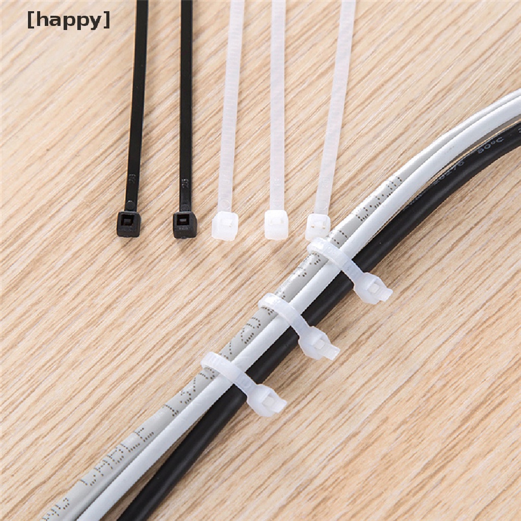 Ha 100pcs Tali Pengikat Kabel Bahan Nilon Warna Hitamputih