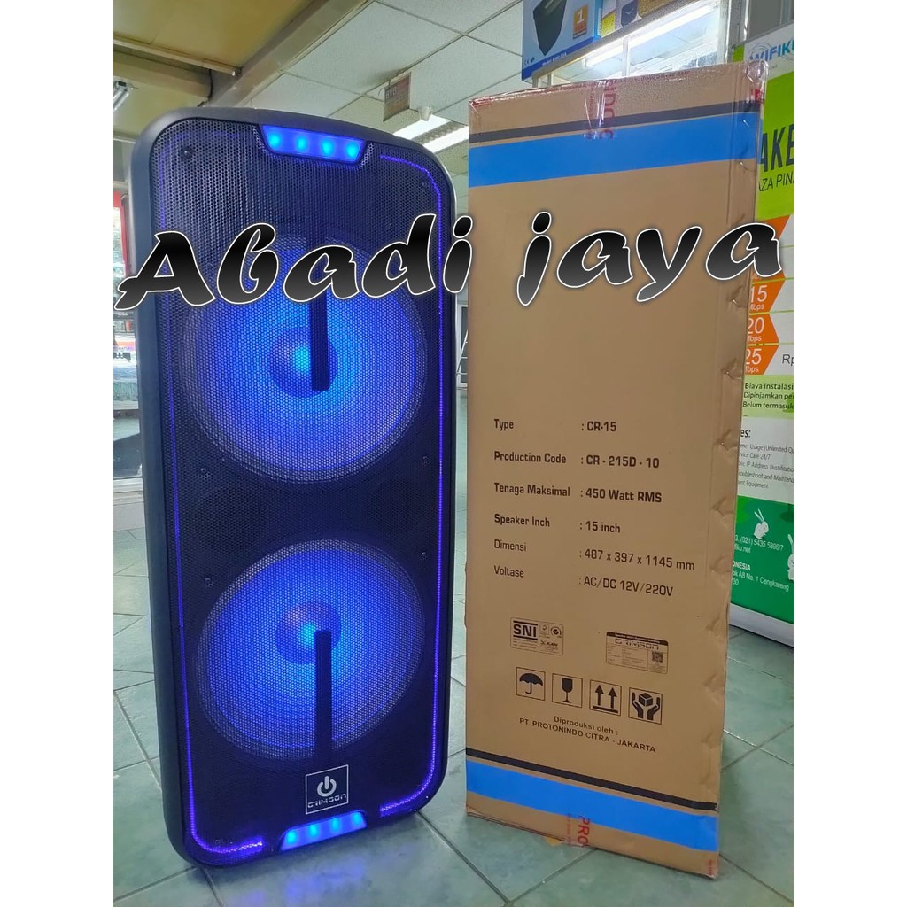 CRIMSON CR 215D 10 SPEAKER AKTIF 15 INCH PORTABLE DOUBLE WOOFER