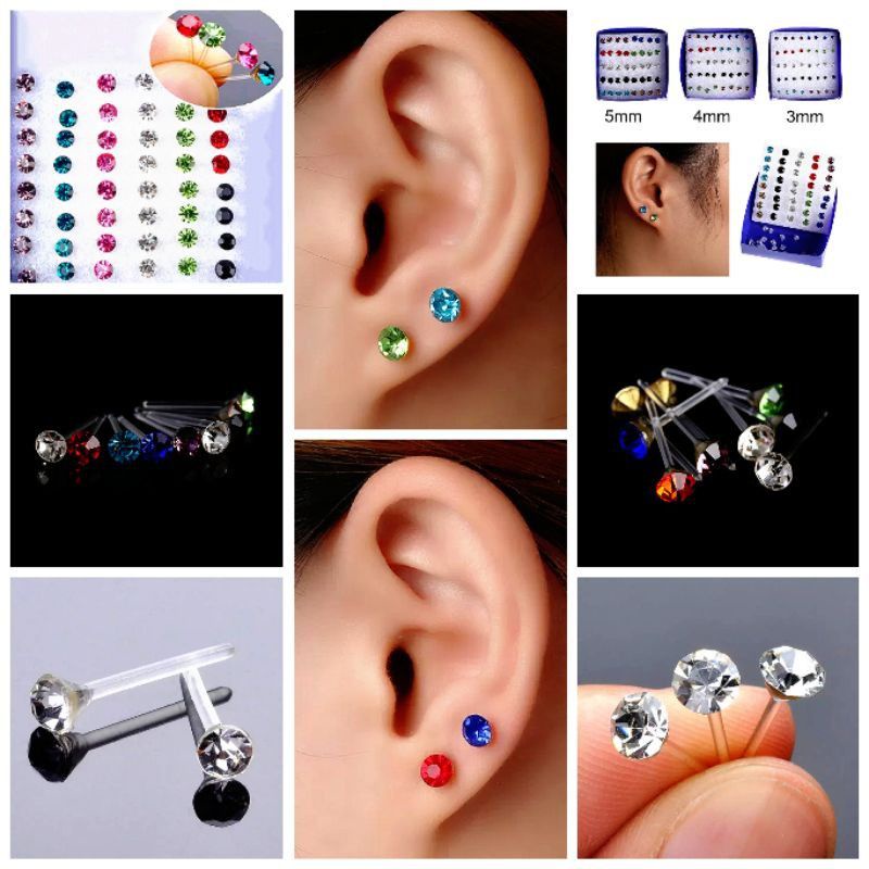 Anting Tusuk Plastik Kristal Per Box Isi 40 Pcs