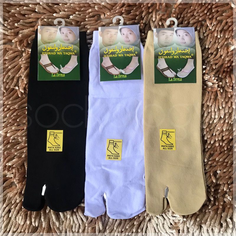 (Min 3pcs @6.750) Kaos kaki jempol muslimah Ijtihad wa taqwa mata kaki