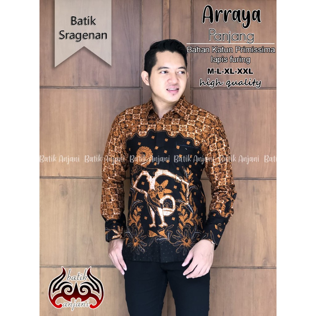 ARRAYA Kemeja Batik Pria Full Furing Bahan Katun Primisima