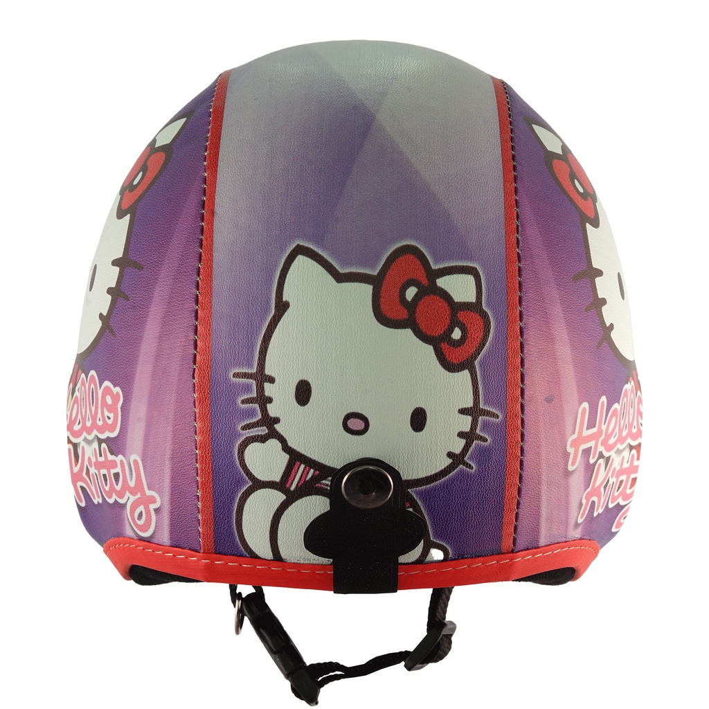 Helm Bogo Retro Anak Untuk Usia 2-6 Tahun Motif Hello Kitty - Ungu Merah