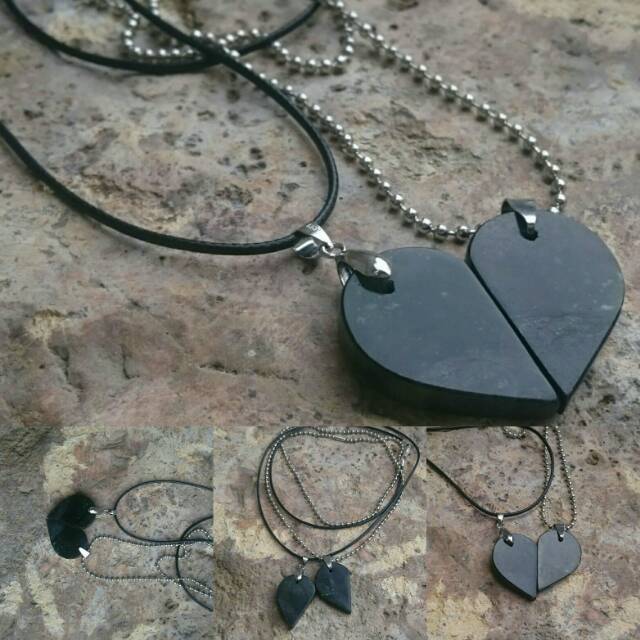 Kalung Liontin Couple Love Giok Black Jade Aceh Terapi AAA Quality