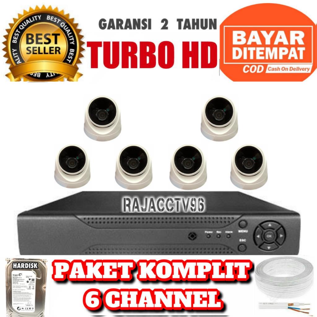 PAKET CCTV 8CHANNEL 6KAMERA 6CHANEL 6CAMERA 5MP 1080P IC SONY TURBO HD KOMPLIT TINGGAL PASANG