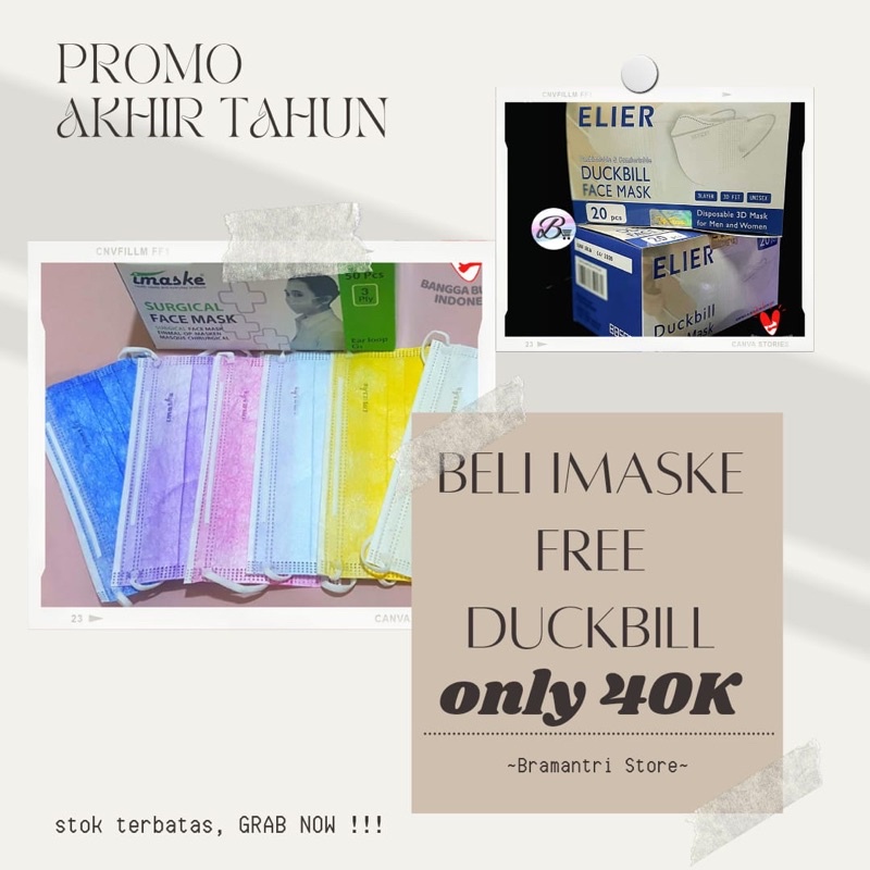 PROMO  masker imasker FREE duckbill Elier