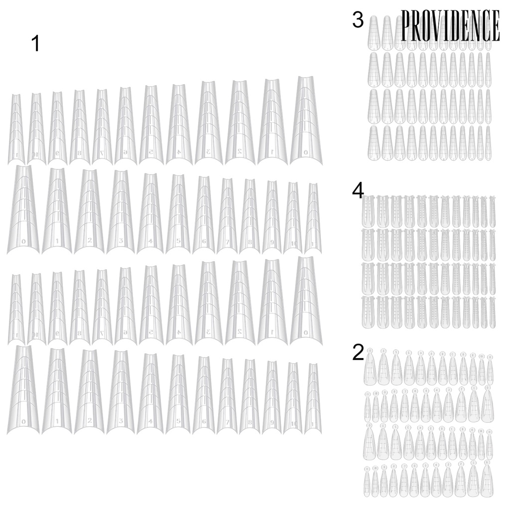 Providence 120Pcs/Set Graduated Artificial Nail Tips Extend Nails Transparent Extending Transparent Quick Building Nail Mold Tips for Manicure