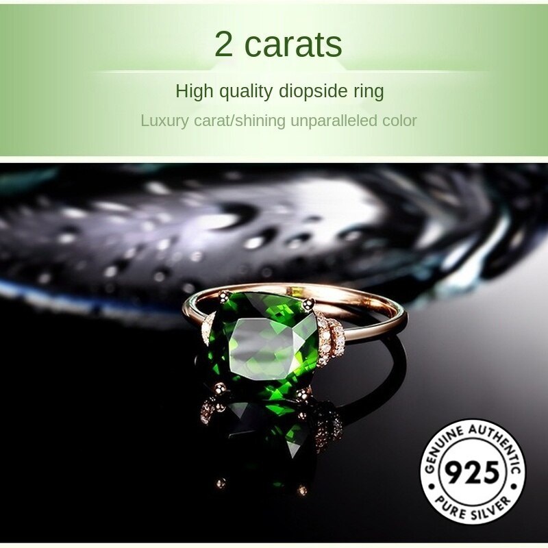 Cincin S925 Silver 18k Rose Gold Hijau Harta Karun