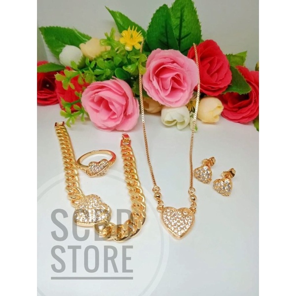 Set Perhiasan Wanita Motif Love Terbaru AC1