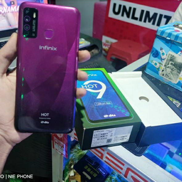 Infinix hot 9 ram 4/128gb bekas second fullset