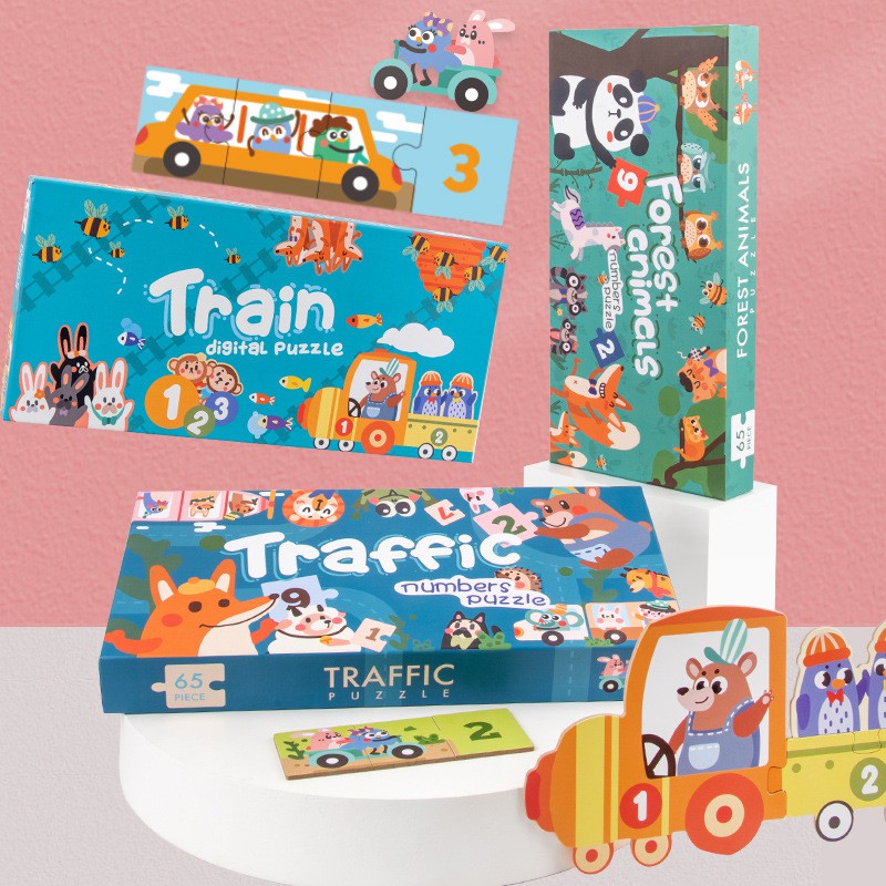 TweedyToys - Puzzle Traffic Forest Animal Train/Mainan karakter