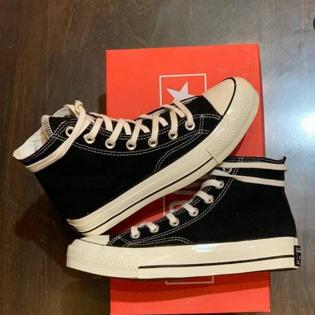 PREMIUM SEPATU SNEAKERS CONVERSE 70S HITAM PUTIH BLACK HI IMPORT BNIB CEWEK COWOK COUPLE KADO HADIAH SEKOLAH KERJA CASUAL FORMAL SKATE