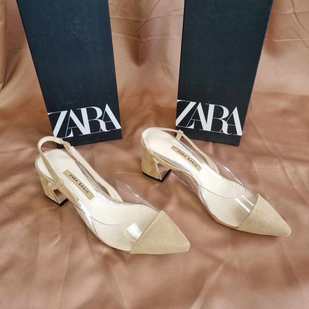 SEPATU ZR VINYL SLINGBACK PLATED HEELS WANITA