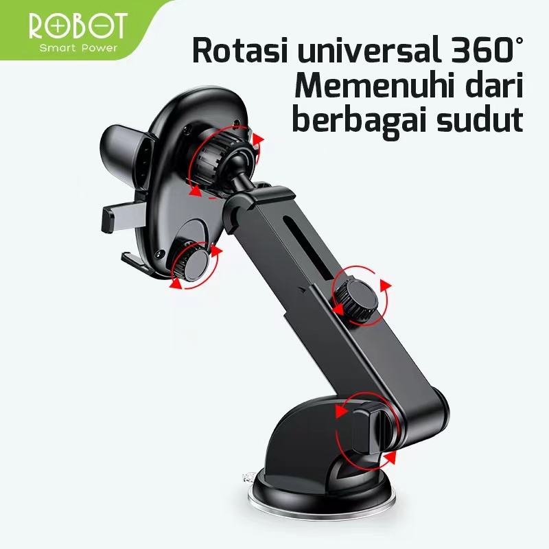 Robot Car Holder RT-CH11S Suction Cup &amp; Spring Lock Washable Original Garansi Resmi