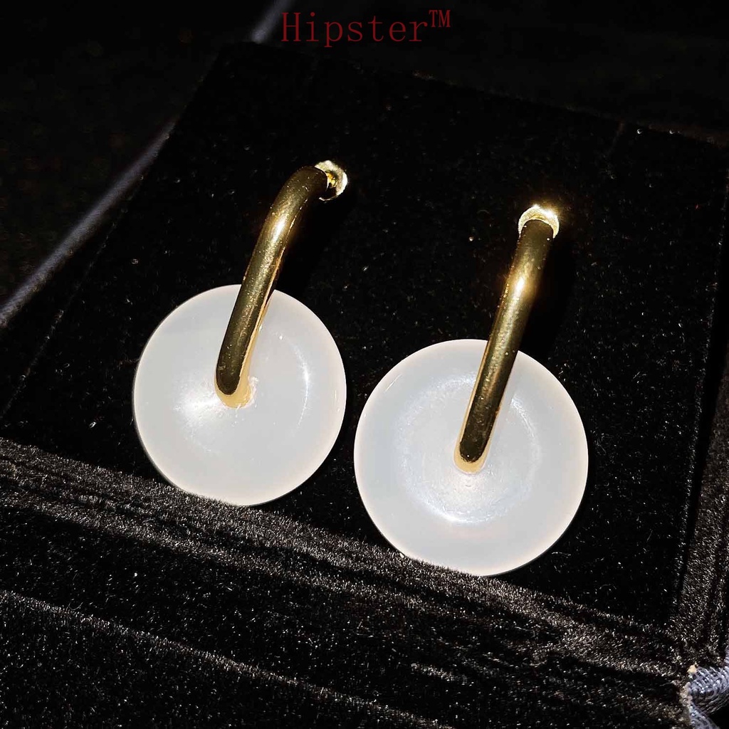 Natural Earrings for Women Gold Inlaid with Jade Luxury