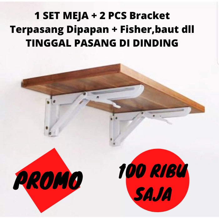 Jual Meja Siku Lipat Dinding Tempel Tembok Meja Belajar Ambalan Braket Bracket Breket Besi