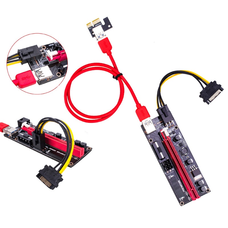 Btsg Riser Card PCIE Untuk Express 1x Ke 16x Extender Adapter USB 15pin Kabel Untuk