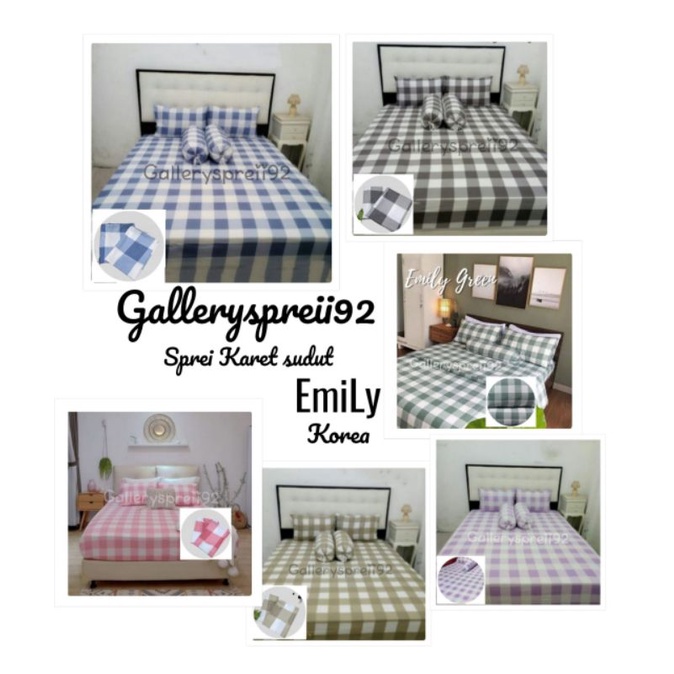 Sprei kotak aesthetic emily korea seprei homemade seprai 180x200