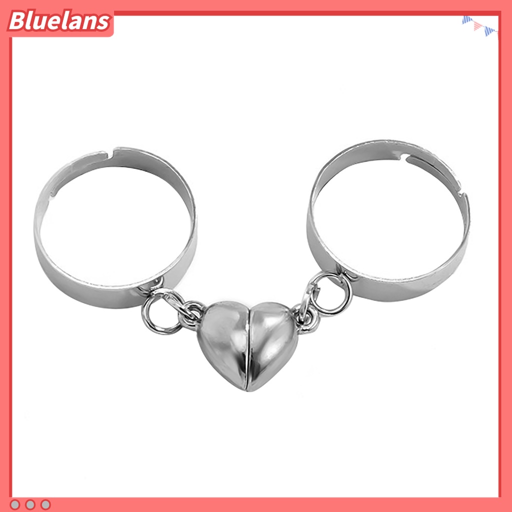 2pcs / Set Cincin Rantai Magnet Model Terbuka Dapat Disesuaikan Untuk Pasangan