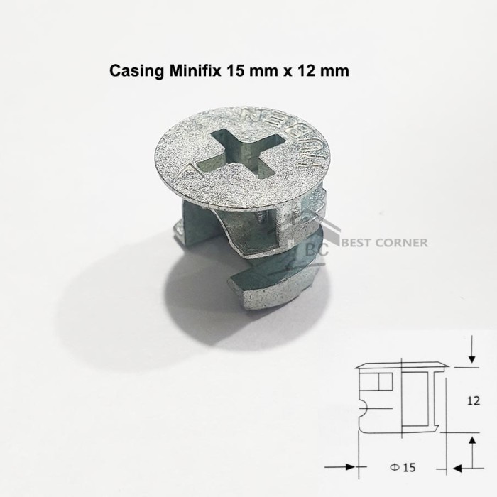 Casing Minifix Atau Casing skrup atau baut Knock down 15 mm