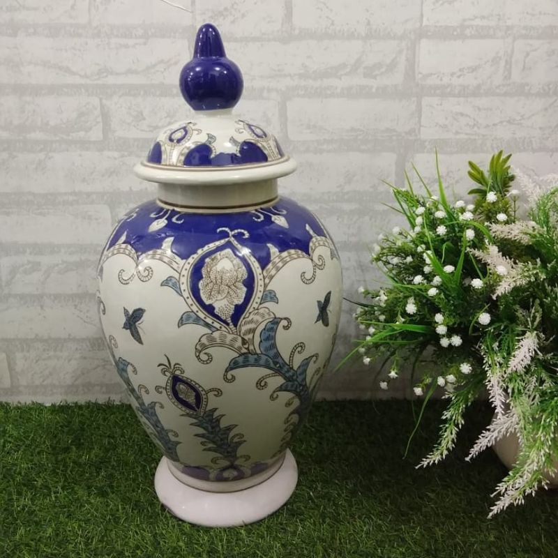 Guci keramik biru putih import/ Tochin keramik import/ Toples keramik