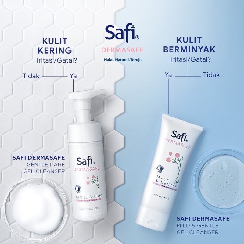 Safi Dermasafe Series (Gel Cleanser, Mousse Cleanser, Day Night Moist, Booster Mist) 3 Essential Kit