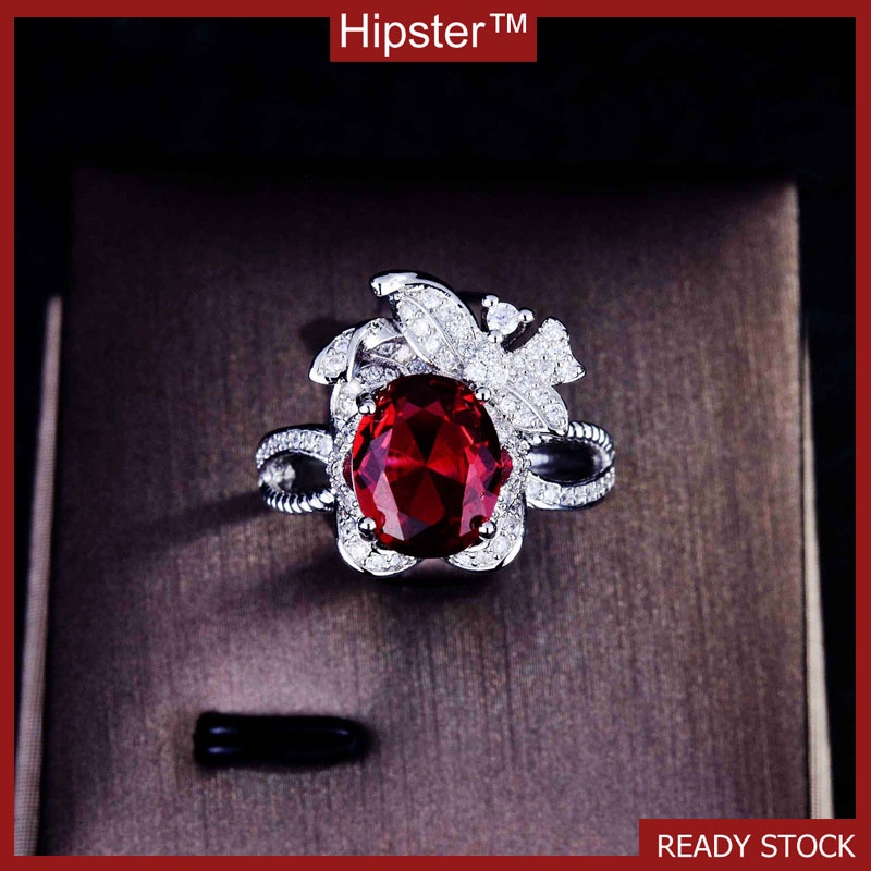 Cincin Batu Permata Warna Merah Untuk Wanita