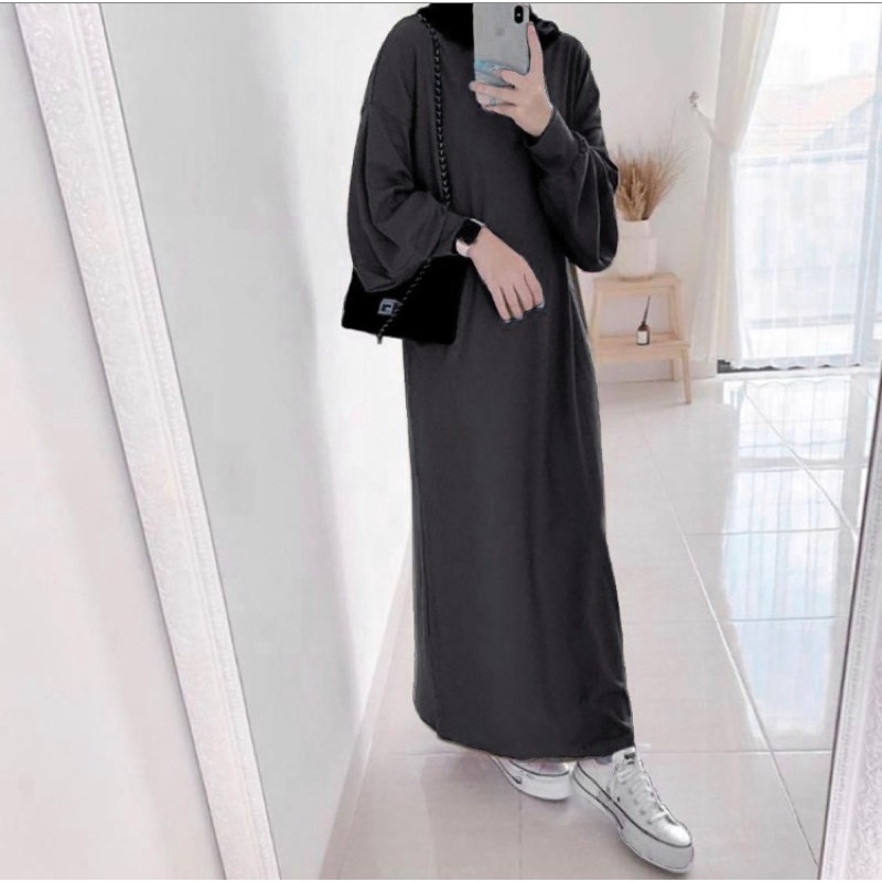 (COD) Gladys Dress Varian Warna / Pakaian Wanita / Fashion Muslim / Dress Muslim-Abu Tua