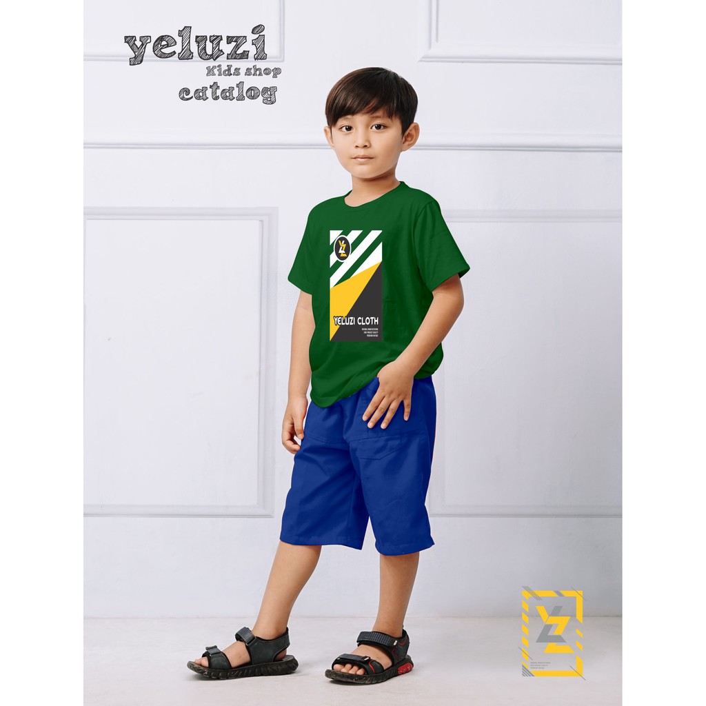 Kaos anak distro oblong hijau yeluzi