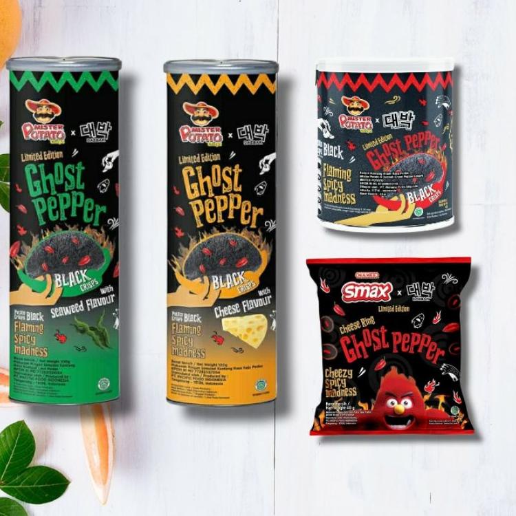 

0 Mister Potato Ghost Pepper black crisps limited edition / keripik kentang ☻➚ 92