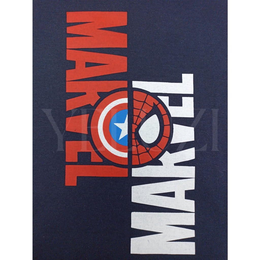 KAOS BAJU ANAK RAGLAN CAPTAIN AMERICA SPIDERMAN MARVEL NAVY MERAH YELUZI