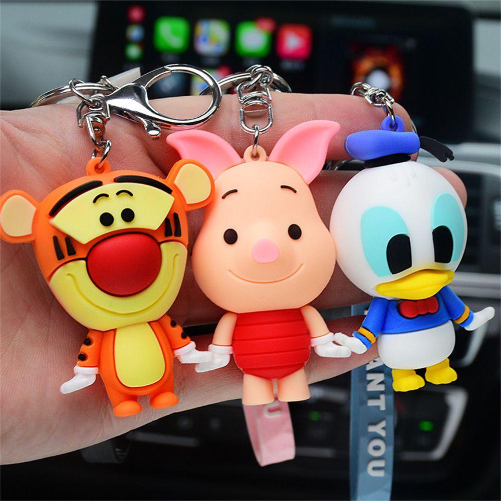 R-flower Anime Gantungan Kunci Model Hadiah Kartun Mobil Gantungan Kunci Liontin Aksesoris Perhiasan Stitch Figure Keyring