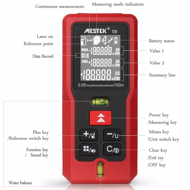 Mestek D8 Jarak Laser Meter 100 M Mini Digital Laser Rangefinder Laser Range Finder Diastimeter