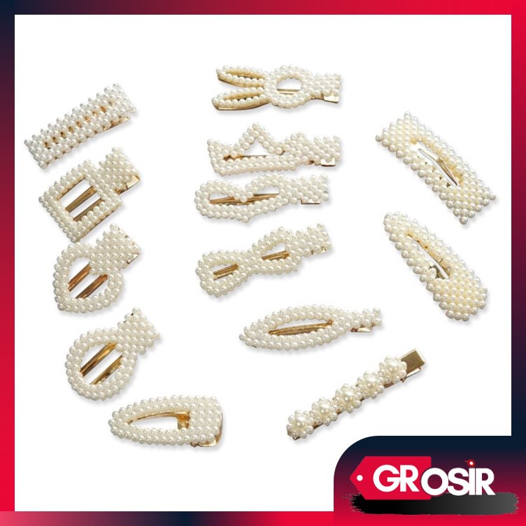 Grosir - F491 Jepitan Rambut Mutiara Barrette / Aksesoris Wanita / Jepit Rambut Mutiara KOREA