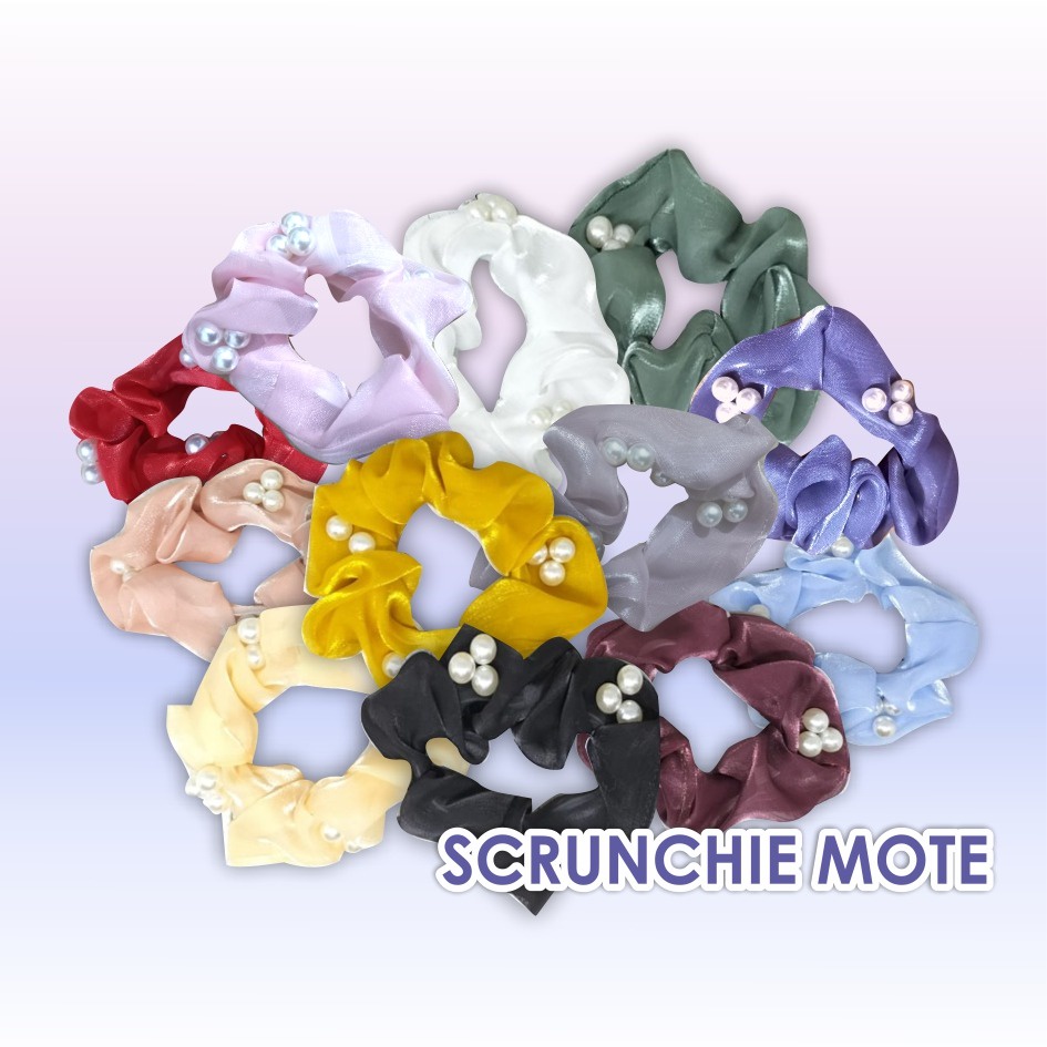 IKAT RAMBUT KOREA KUNCIRAN RAMBUT SCRUNCHIE KOREA MUTIARA TL