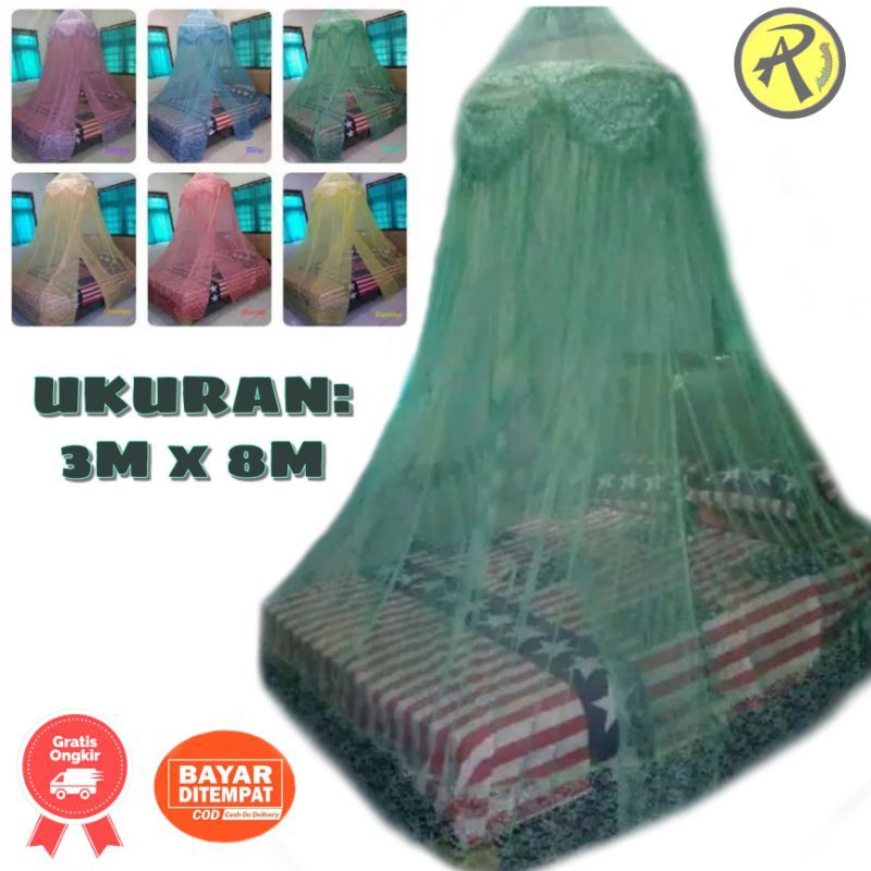 KELAMBU GANTUNG BULAT TERBARU ANTI NYAMUK//BAHAN TILE TEBAL KOMBINASI BURKAT PALING BAGUS//1pcs(1kg)