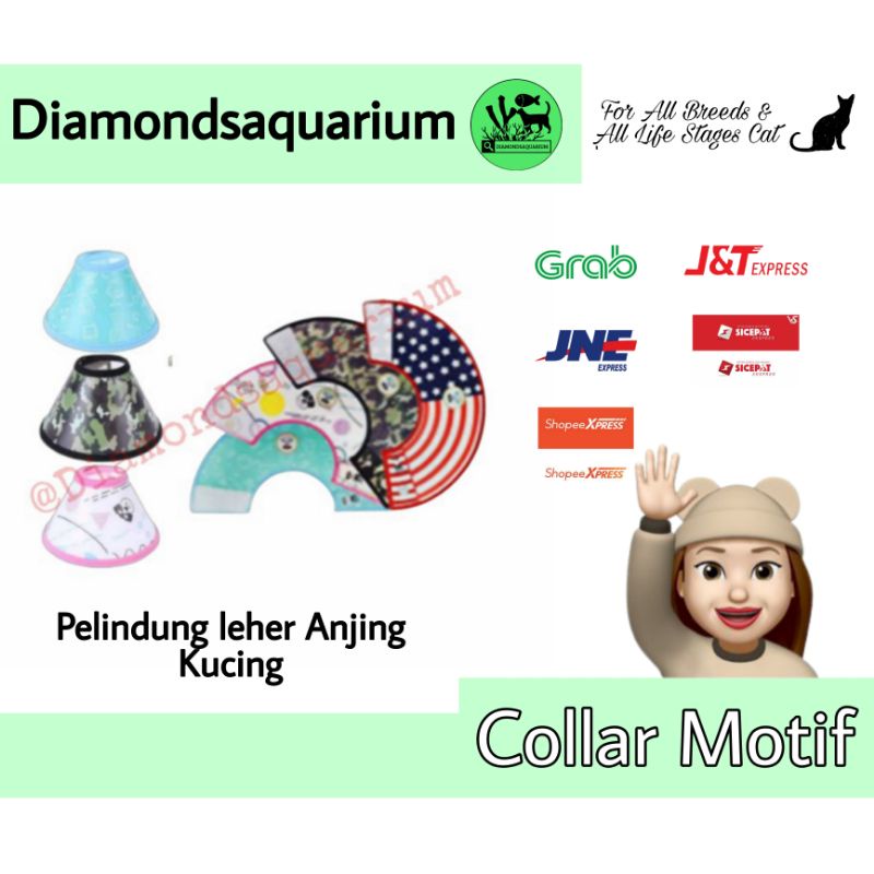 COLLAR MOTIF PELINDUNG LEHER ANJING KUCING CORONG ANJING CONE MOTIF