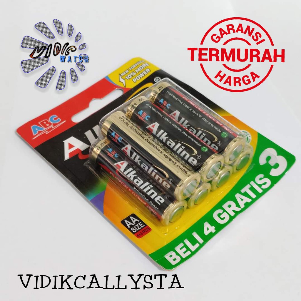 BATU BATTERY BATREI ORIGINAL ABC ALKALINE AA A2 ISI 7 PCS ABC A2