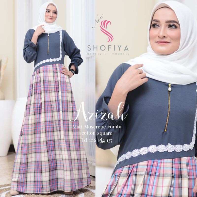 Dress square longdress maxy busui renda Azizah Ori by Shofiya