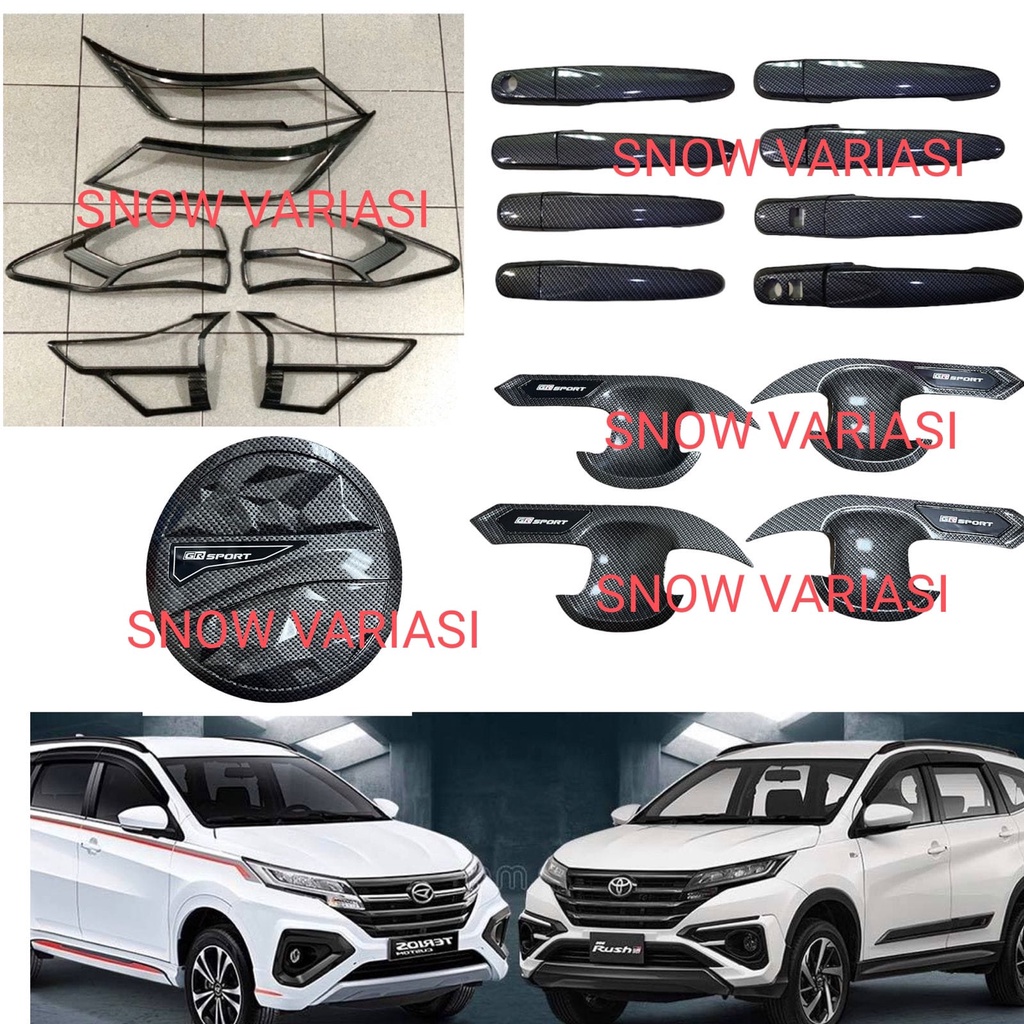 Paket Garnish Depan Belakang Outer Handle Tank Cover All New Rush Terios GR SPORT 2018 2021 2022 Carbon