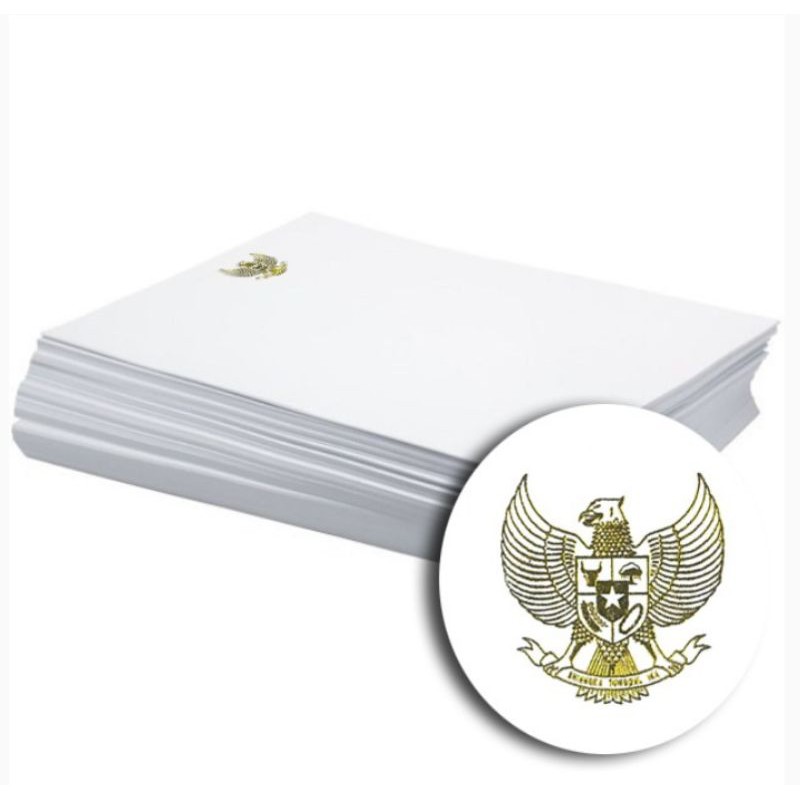 

kop surat logo Garuda foil emas bahan HVS 80 gsm