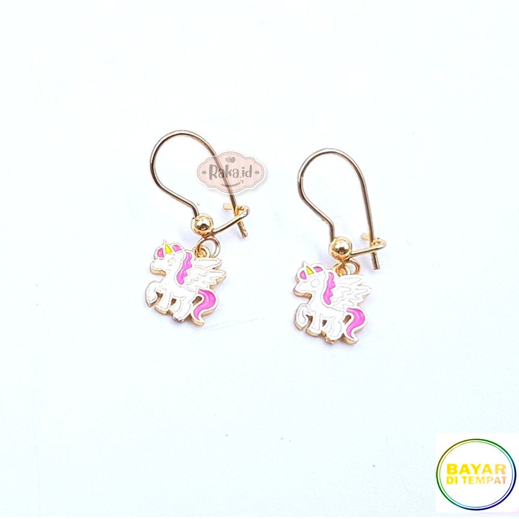 Anting Clip / Klip Unicorn Sayap Putih Perhiasan Aksesoris Wanita 728