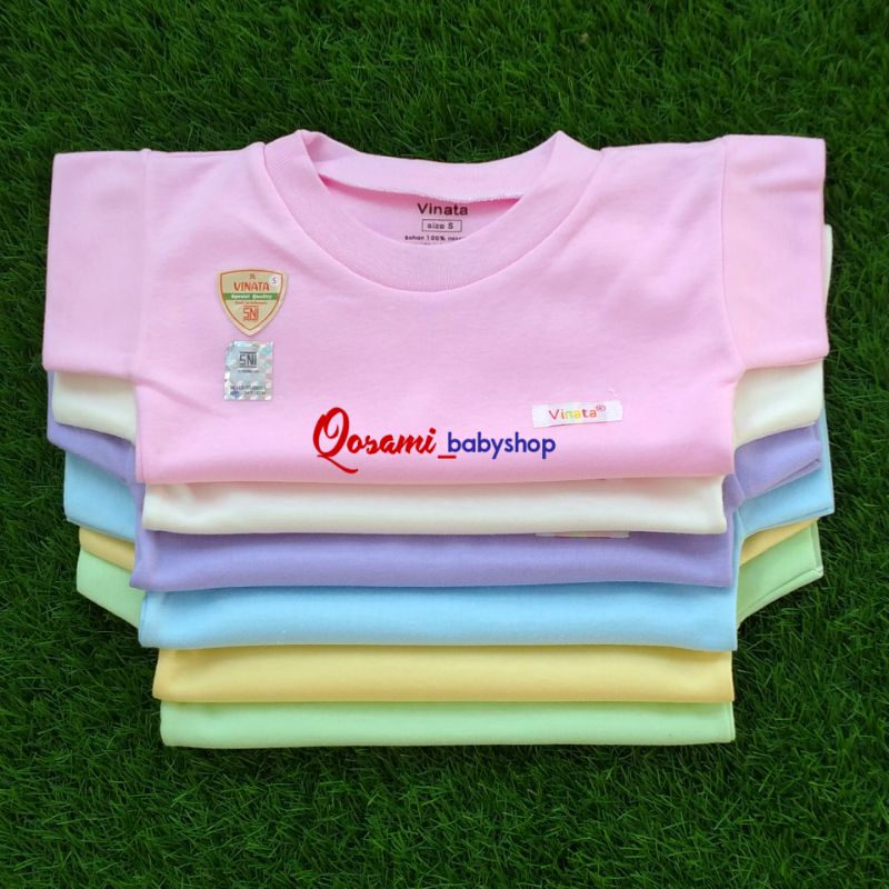 VINATA 3 pcs Kaos Oblong Pendek Polos Bayi Uk S, M, L, XL SNI